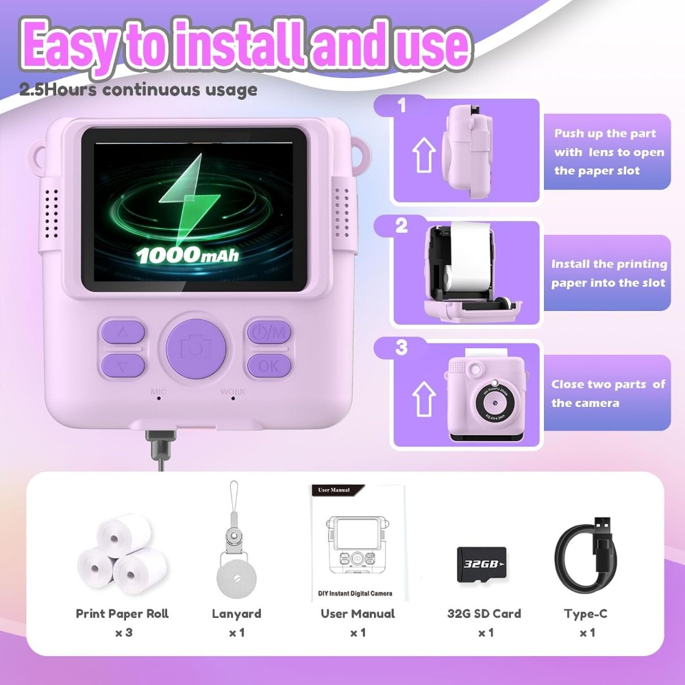 Instant Print Camera voor kind - Kids Educational Videos recensie en prijs